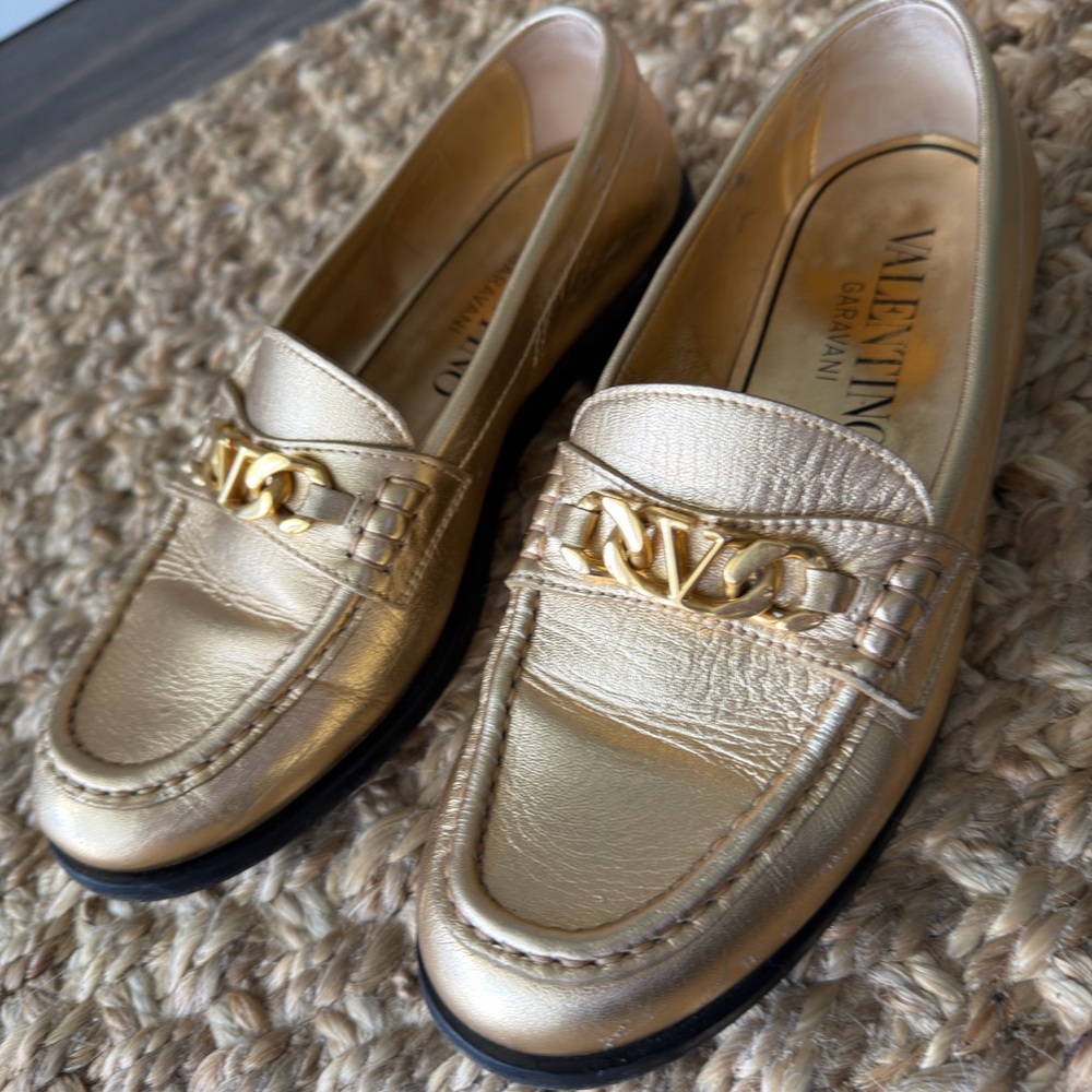 Valentino Metallic Gold Women's Loafers
